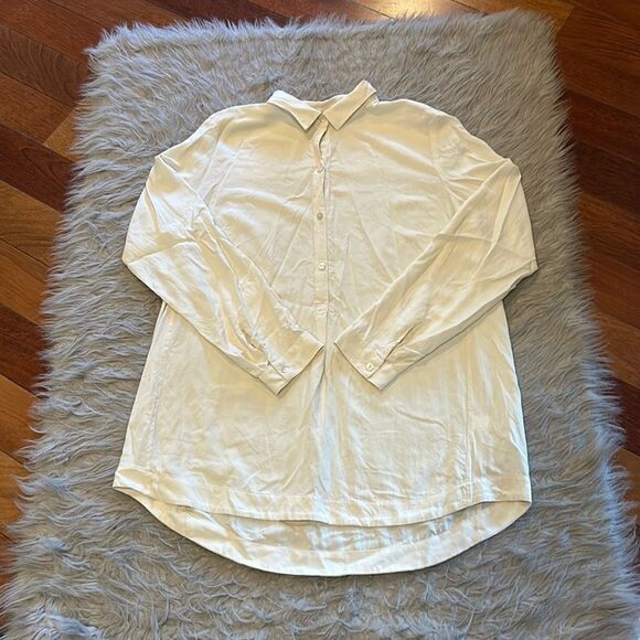 J Jill women’s cream silk quarter button long sleeve tunic - Picture 1 of 6
